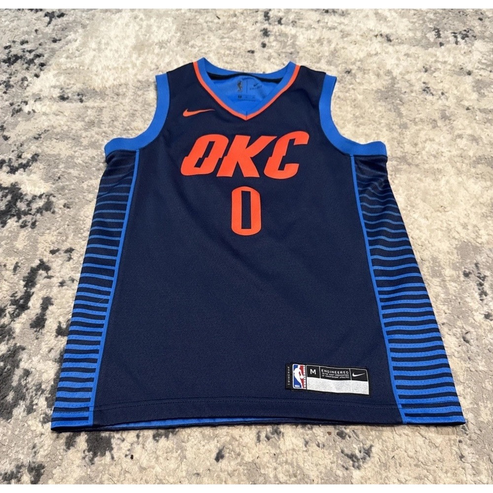 Russell Westbrook OKC Thunder Jersey NBA Youth Boys Blue Sz Medium 10-12